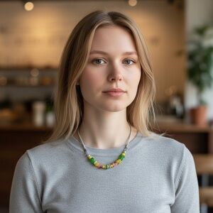 Necklace Beaded Handmade Yellow/Pink/Green L-20-24” Boutique